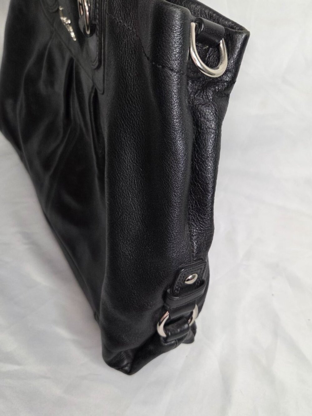 AUTHENTIC COACH ASHLEY LEATHER LARGE SATCHEL CARRYALL BAG PURSE F15513 BLACK - Picture 10 of 16